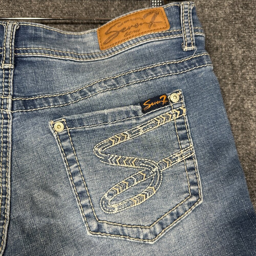 Seven7 Jean Shorts Womens 10 Blue Cotton Stretch Pockets Logo - Picture 6 of 6